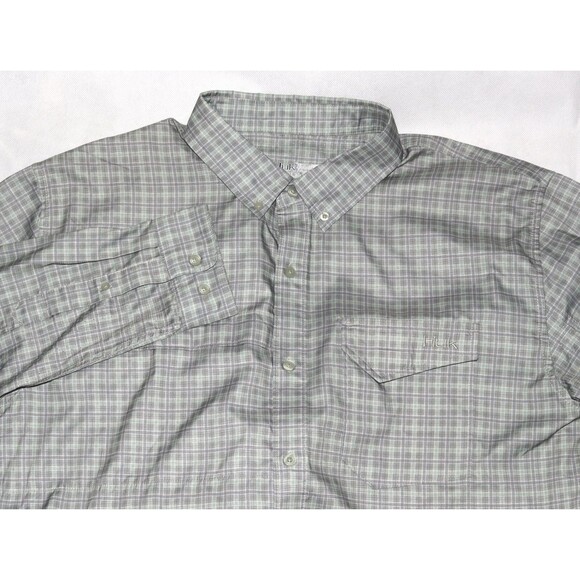 Huk Tide Point Performance Men's Long Sleeve Button Down Gray Shirt‎ Size Large - Picture 2 of 10
